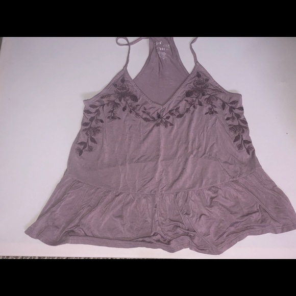 Purple American Eagle embroidered Loose Peplum Top - Picture 4 of 7